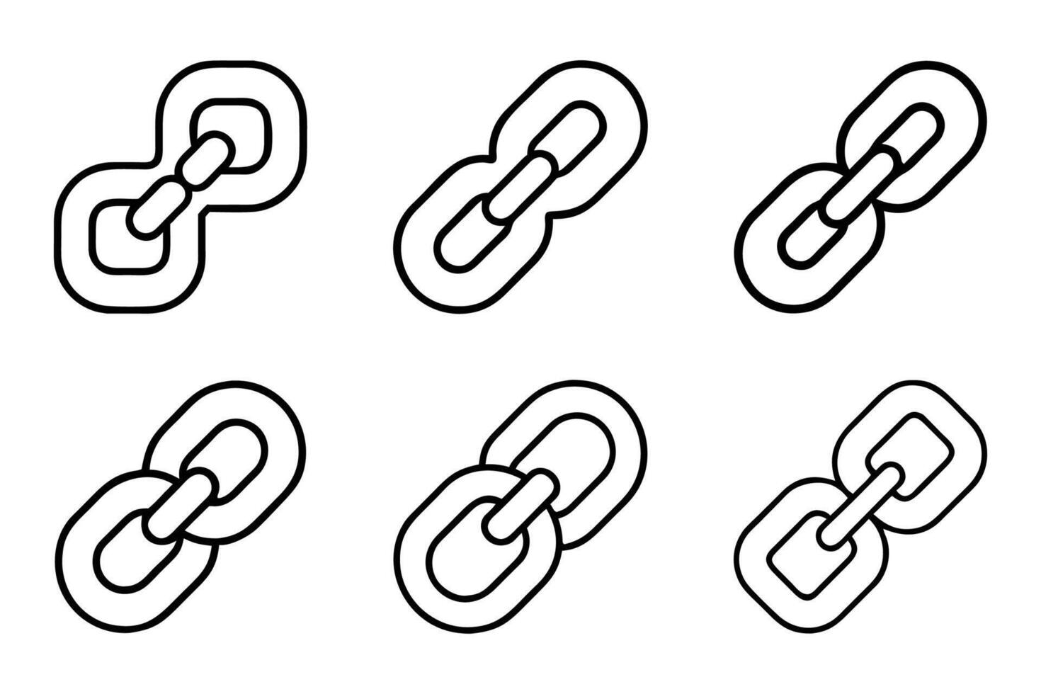Simple link silhouette icon set design vector