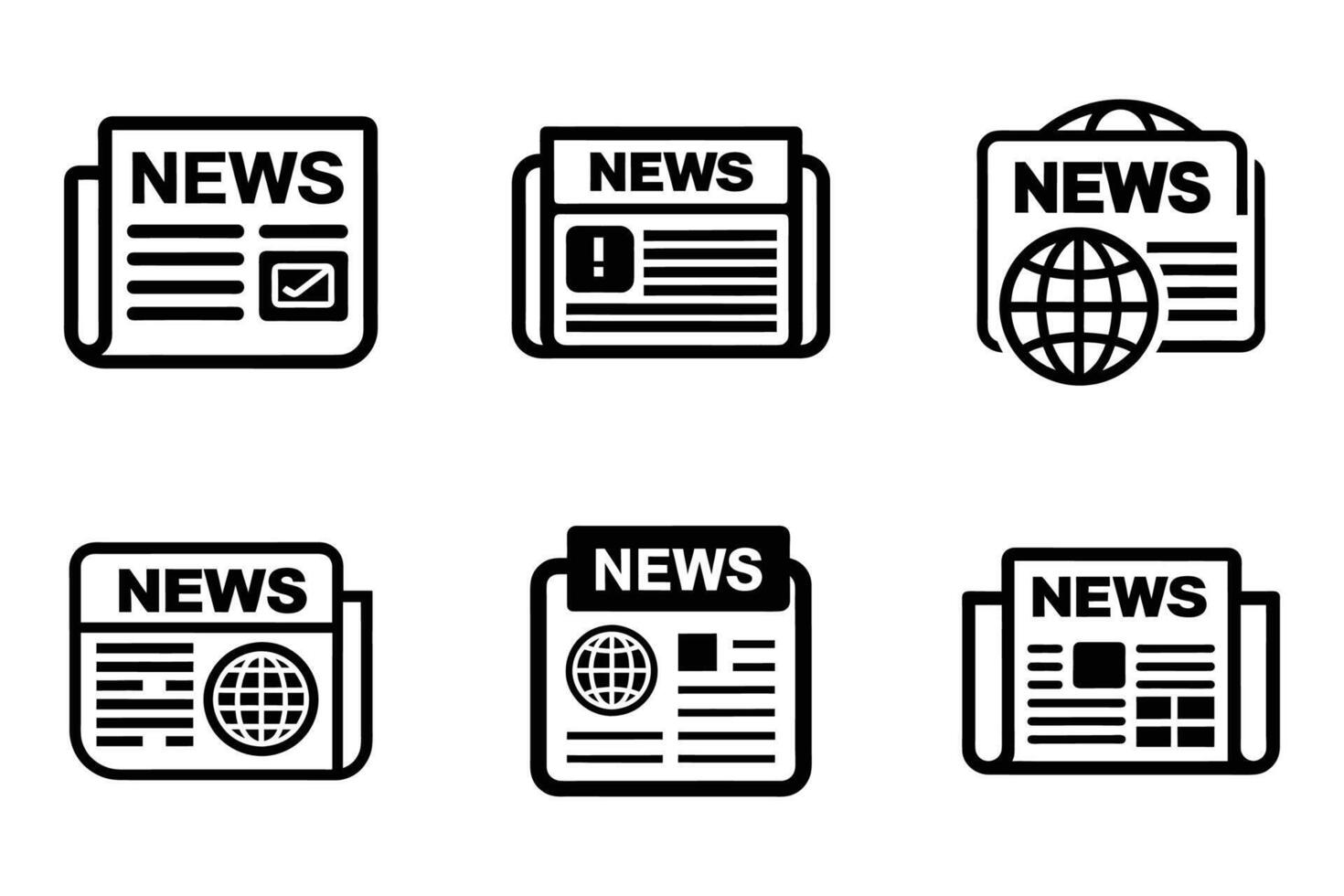 journalism outline silhouette icon set vector