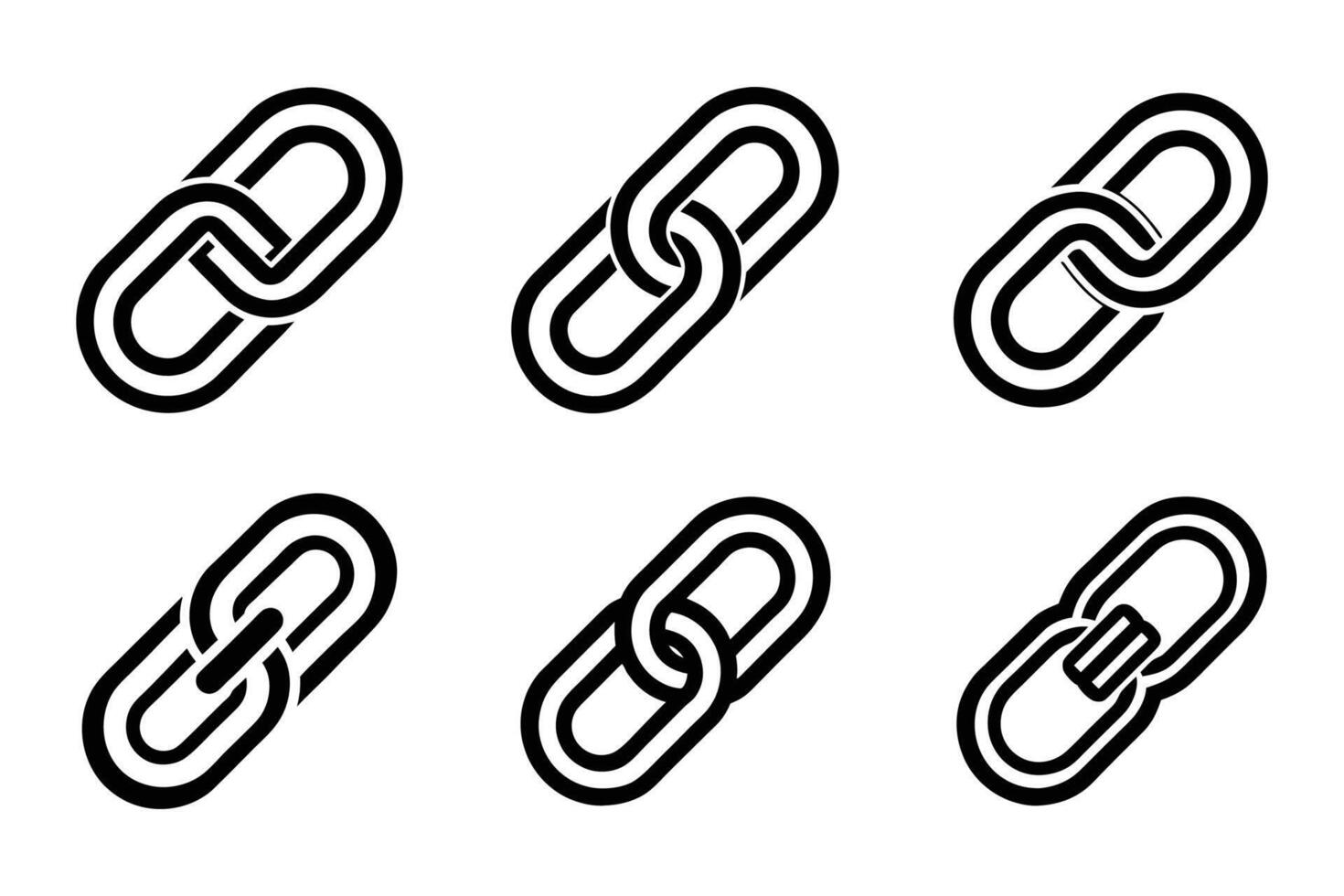 Minimalist link silhouette icon set collection vector