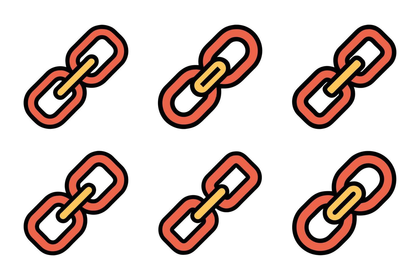 Isolated link silhouette icon collection pack vector