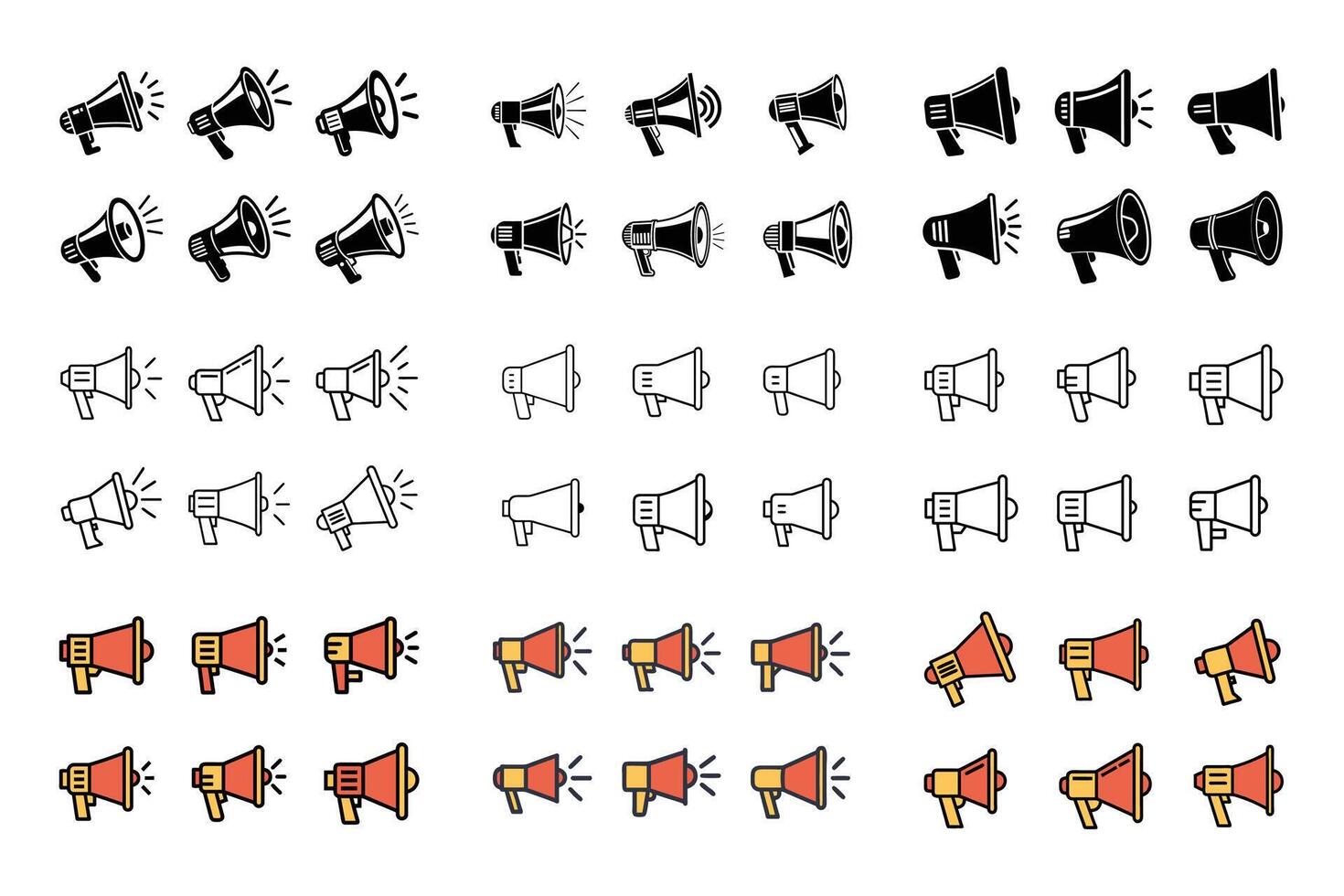 Minimalist megaphone silhouette icon set collection vector