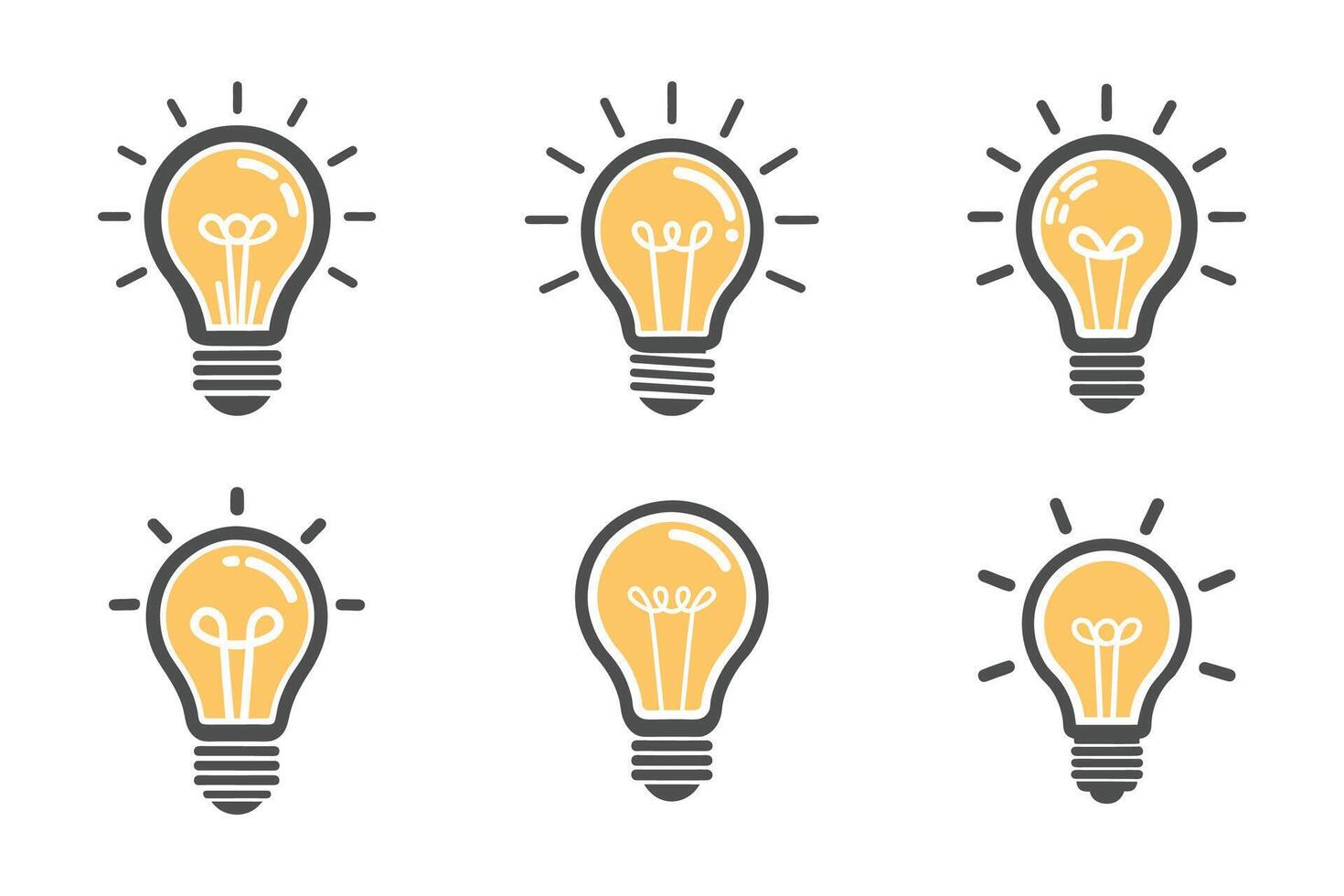 Simple bulb light silhouette icon set design vector