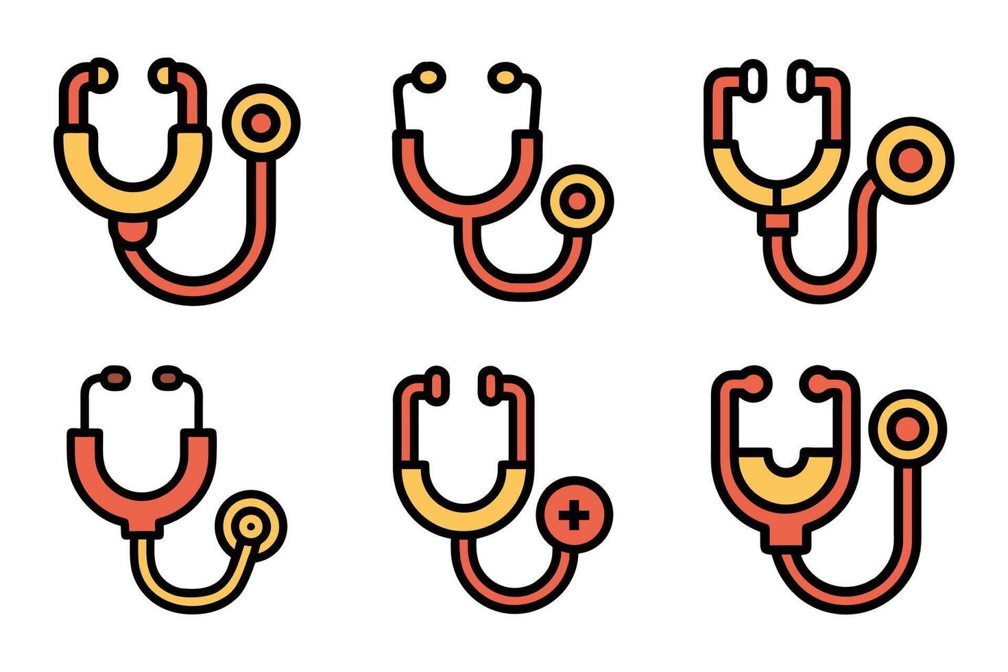 stethoscope silhouette icon set collection vector