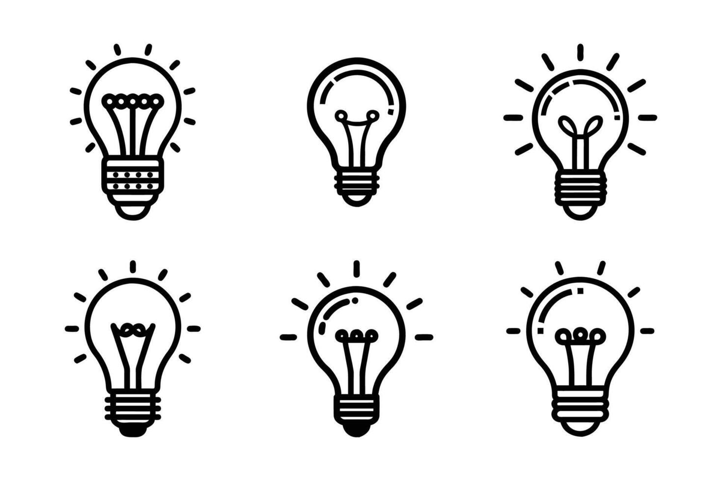 Abstract bulb light silhouette icon set flat vector