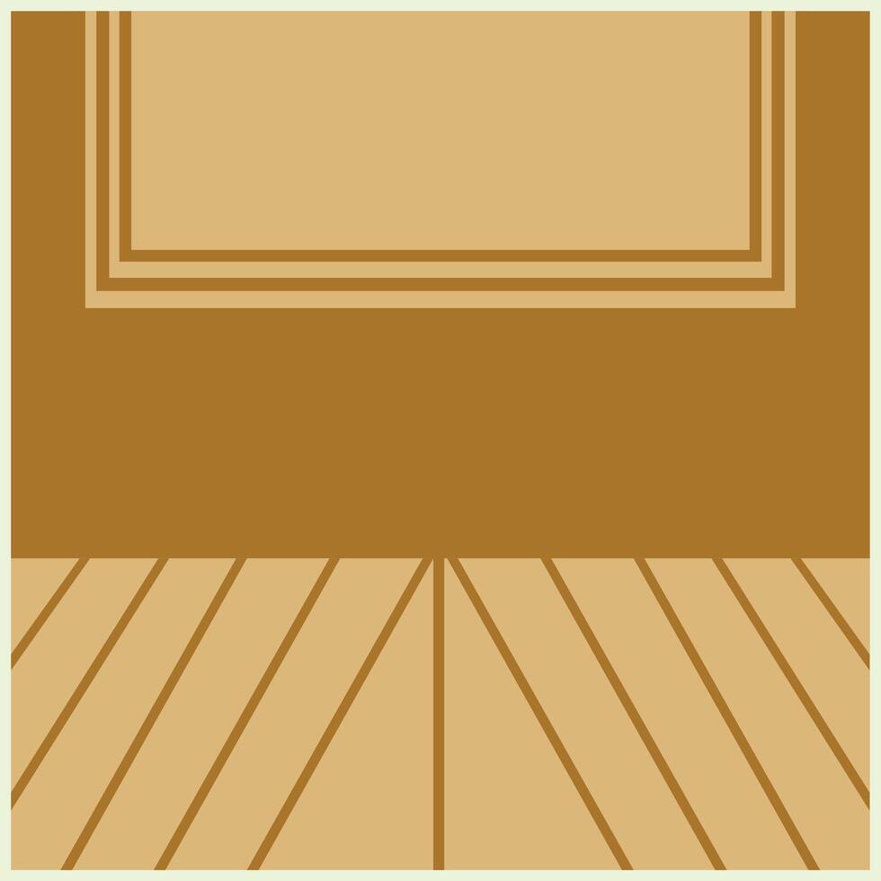Background with wooden floor and frame. illustration in retro style. graphic design element of a room design with a soft and calm brown nuance. Illustration of a prayer room vector