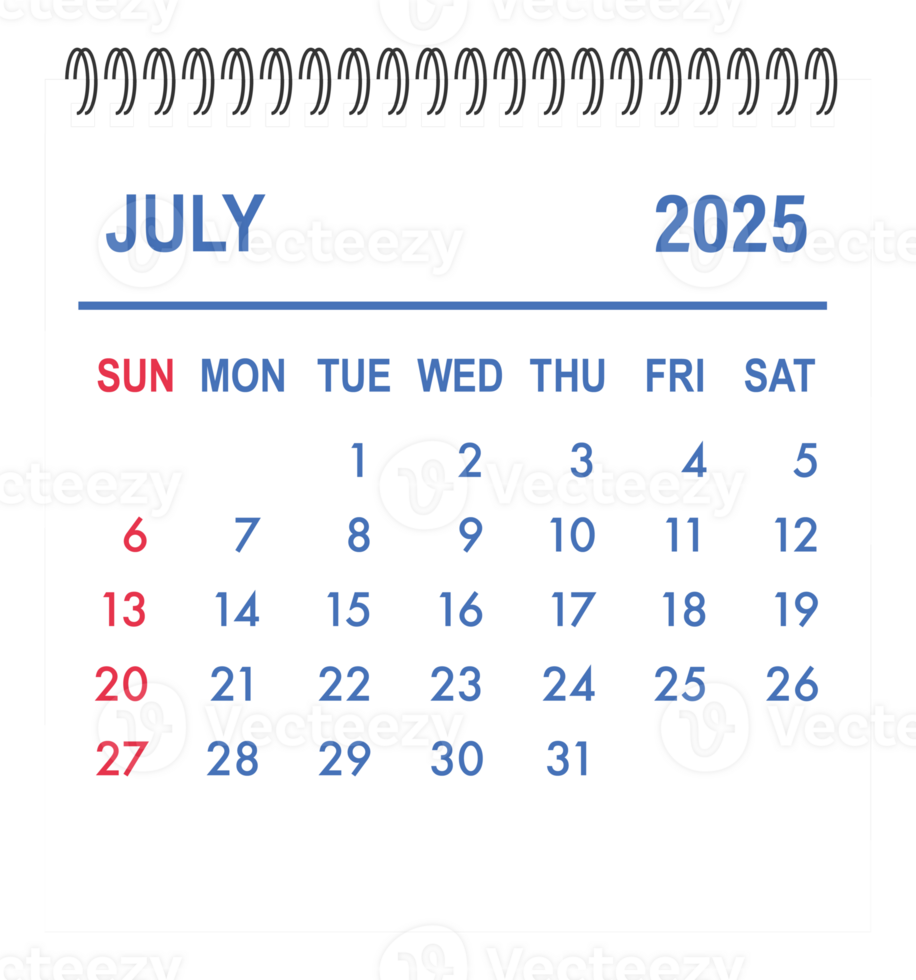 July 2025 calendar page showing days, weeks, and months for scheduling and planning png