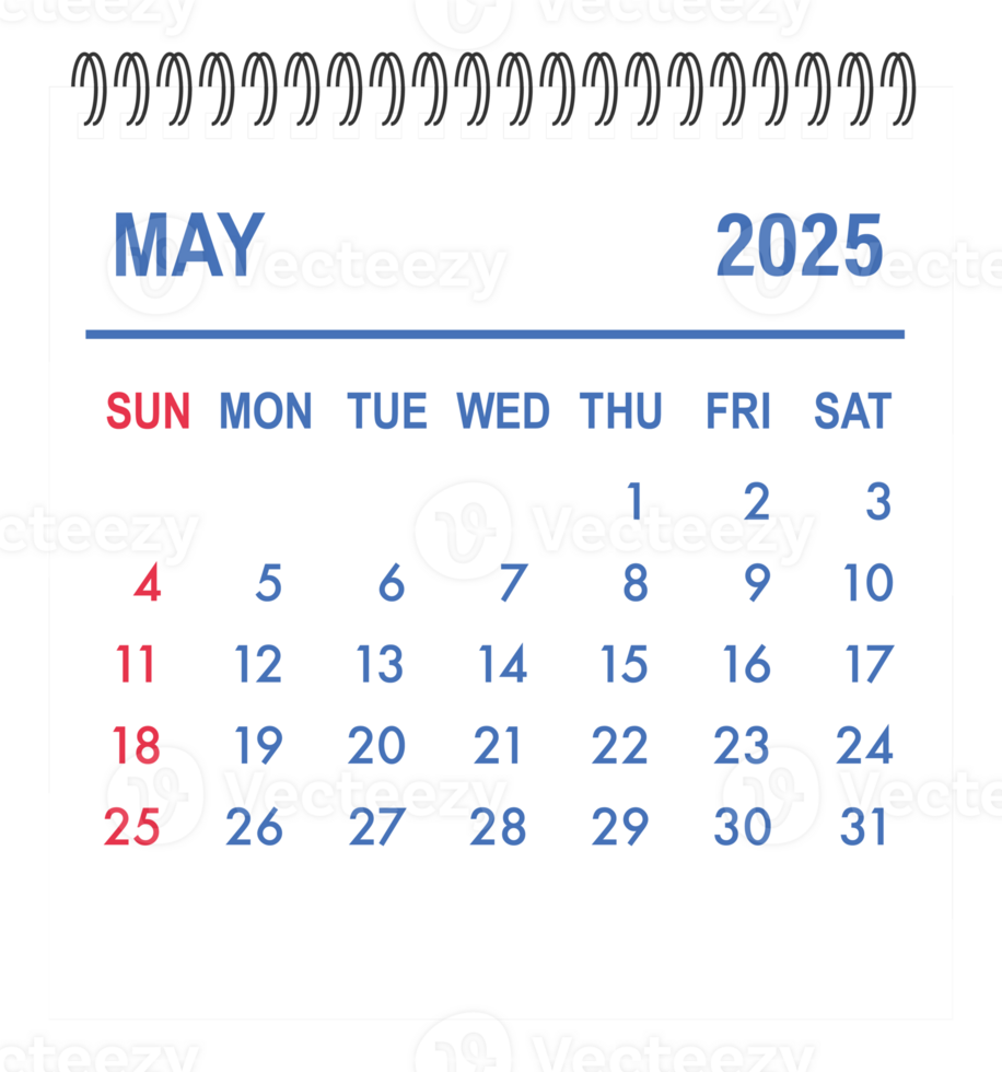 May 2025 calendar page showing days, weeks, and months for planning and scheduling png