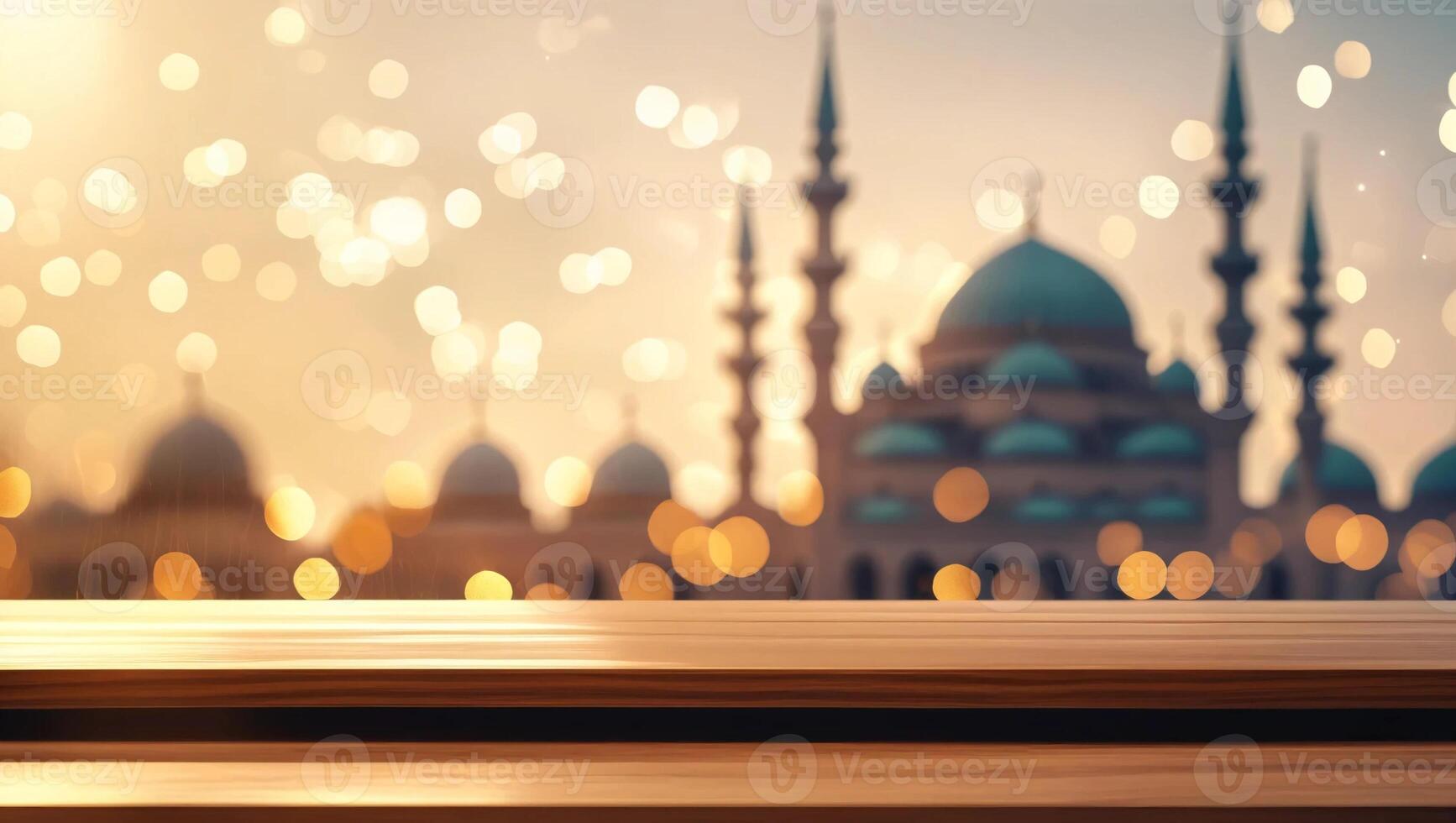 Islamic mosque background with bokeh effect photo