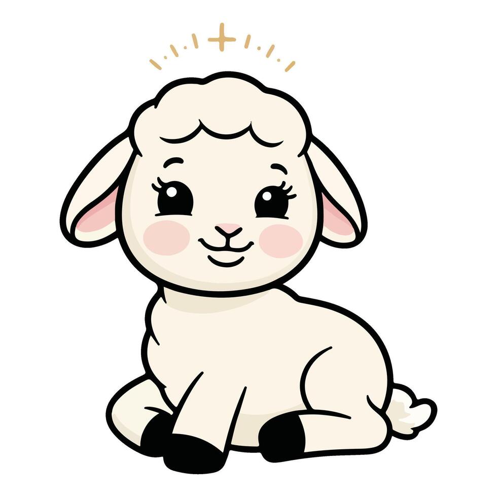 Holy Lamb with a Glowing Halo Icon vector