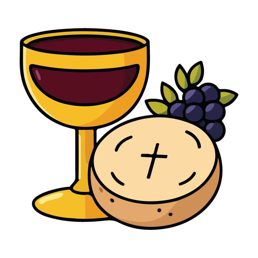 Eucharist Bread and Cup Icon vector