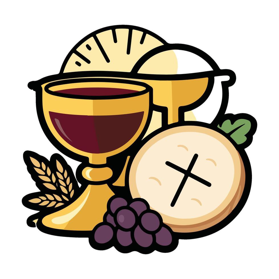 Holy Communion Bread and Wine Icon vector