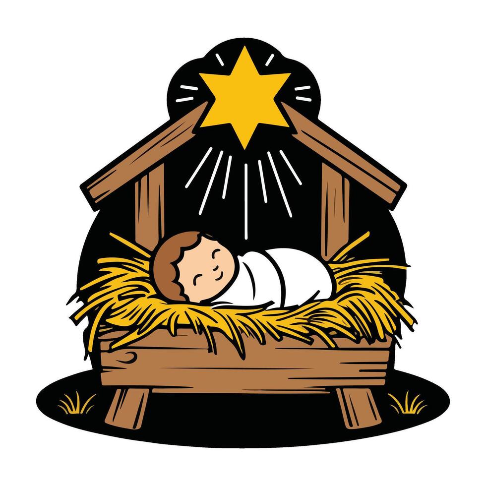 Baby Jesus in the Manger Icon vector