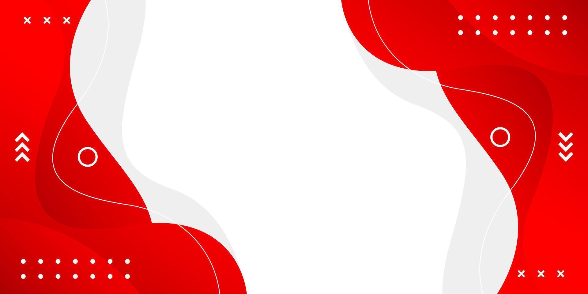 Abstract red fluid wave background with geometric shapes, red and white wallpaper vector