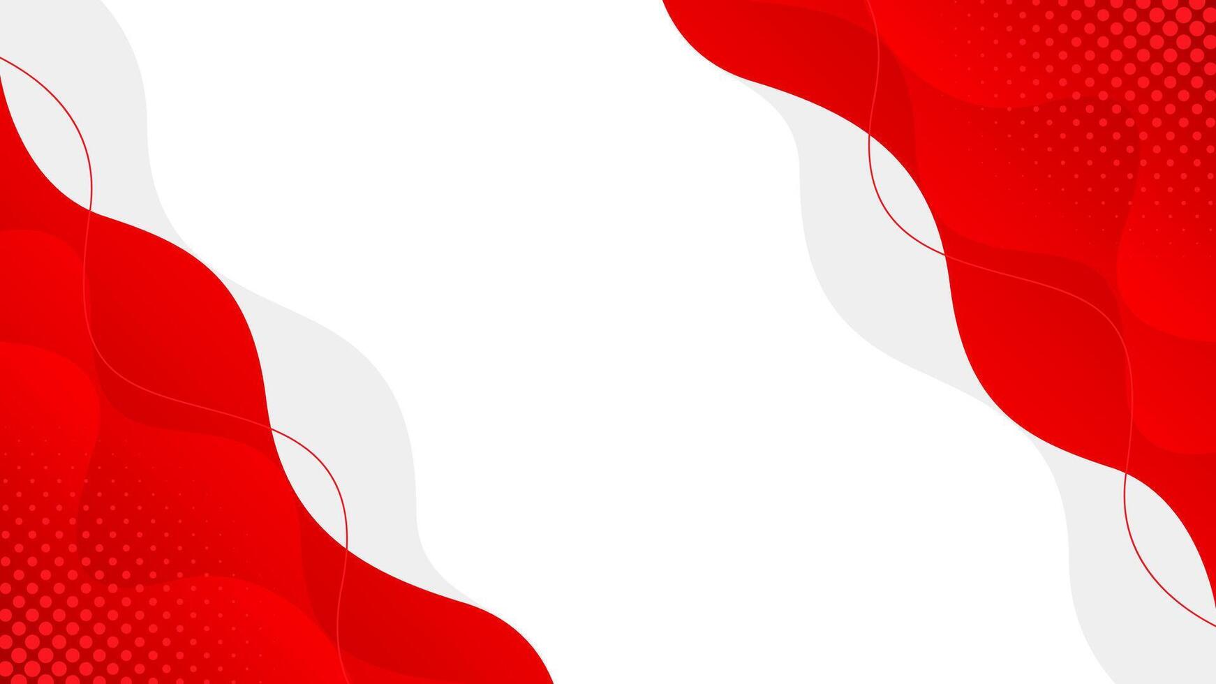 Abstract red fluid wave background with halftone, red and white wallpaper vector