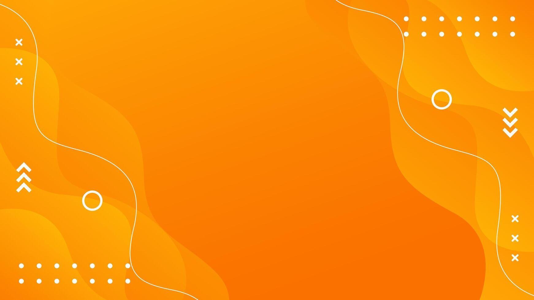 Abstract orange gradient fluid wave background with geometric shapes vector