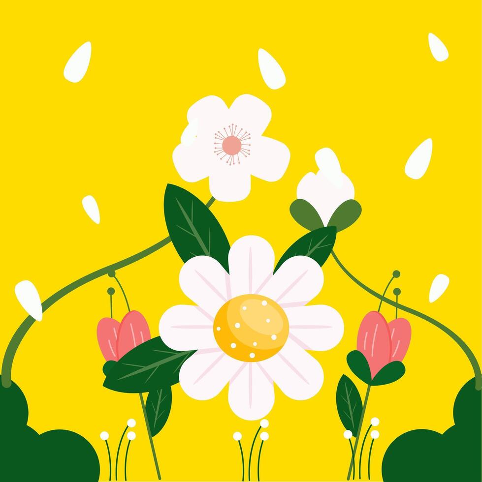 Spring Flower with beautifull yellow background vector