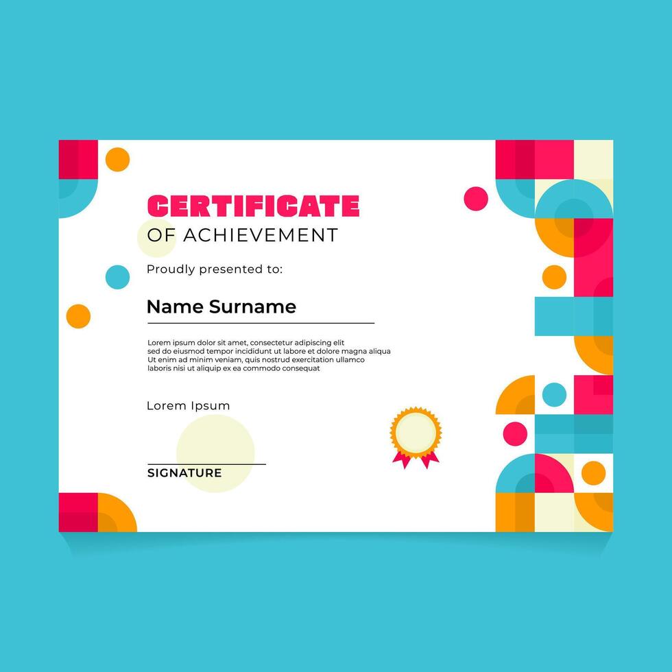 Certificate Design Template with Abstract Rounded Square Mosaic vector