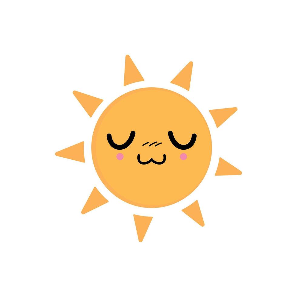 Cute sun with eyes closed on white background vector