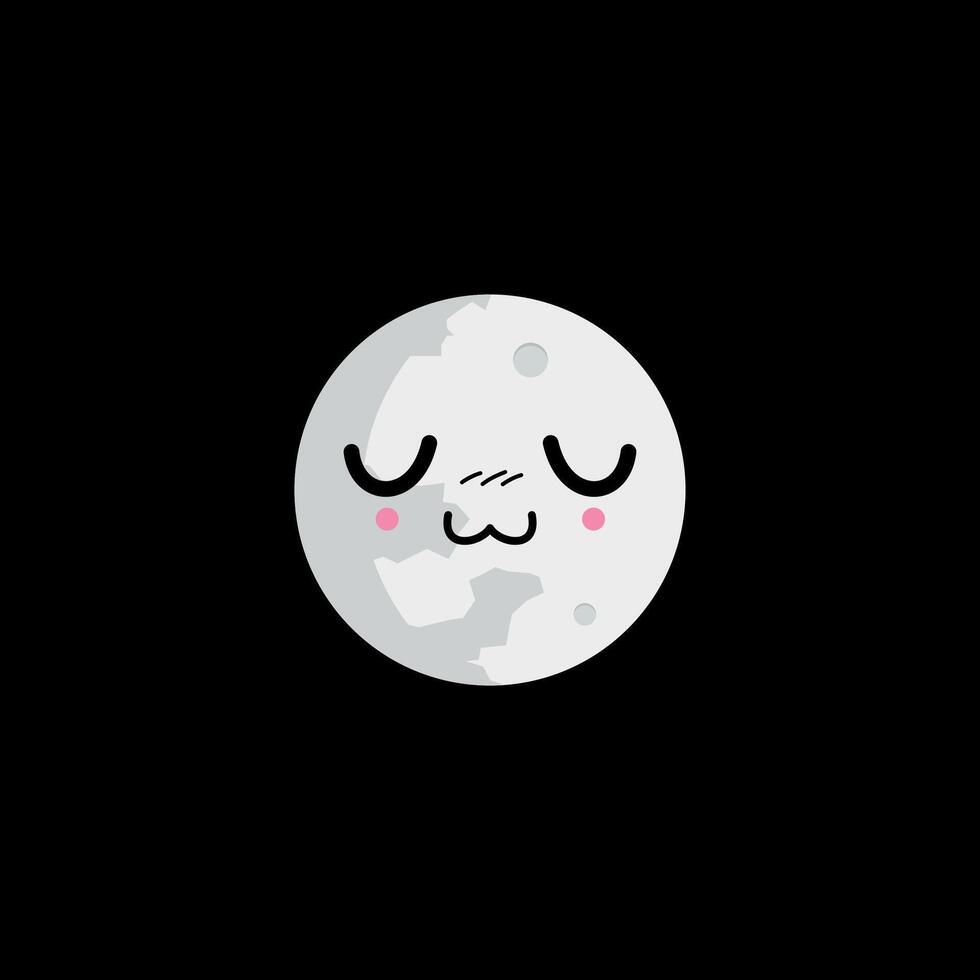 A cartoon moon with eyes closed and a smile vector