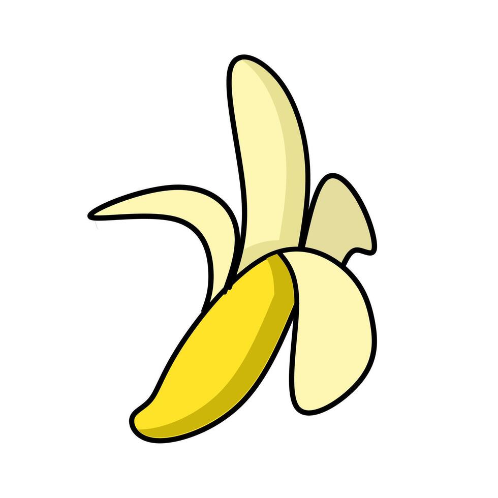 graphic illustration of peeled banana fruit cartoon design vector