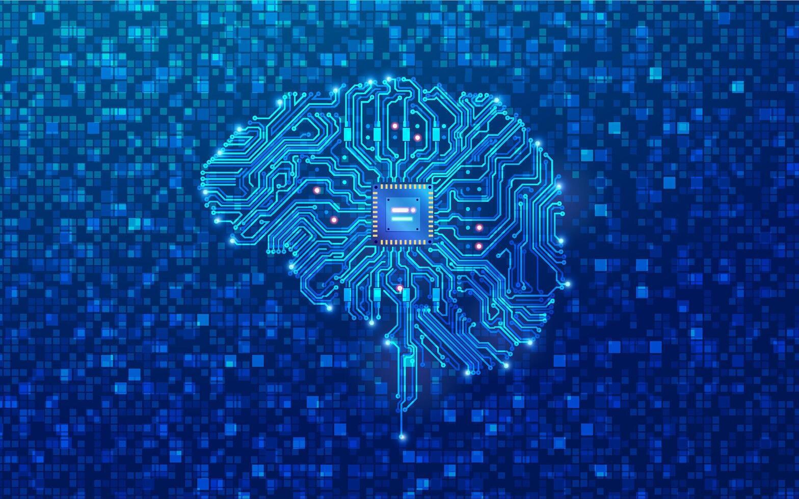 concept of deep learning or machine learning, graphic of artificial intelligence brain combined with circuit board vector