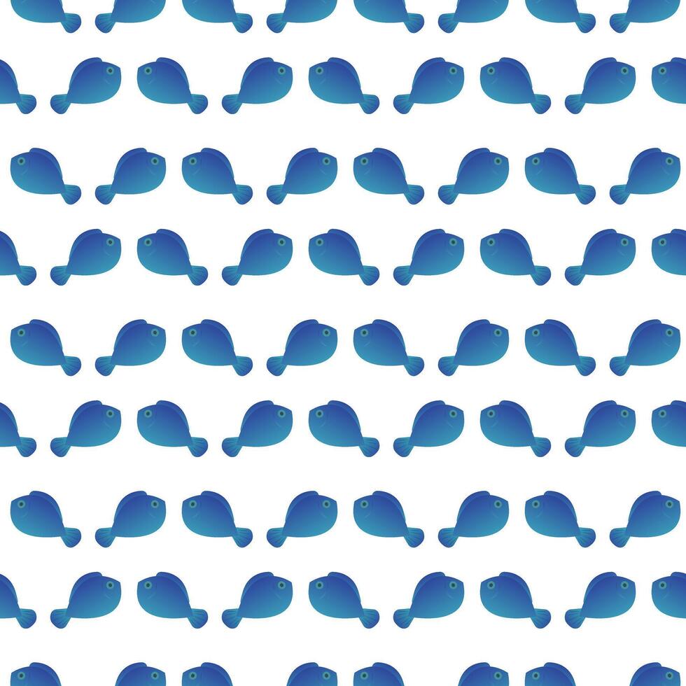 Simple blue fish. Underwater inhabitants. Inhabitants of the ocean floor. Seamless pattern. vector