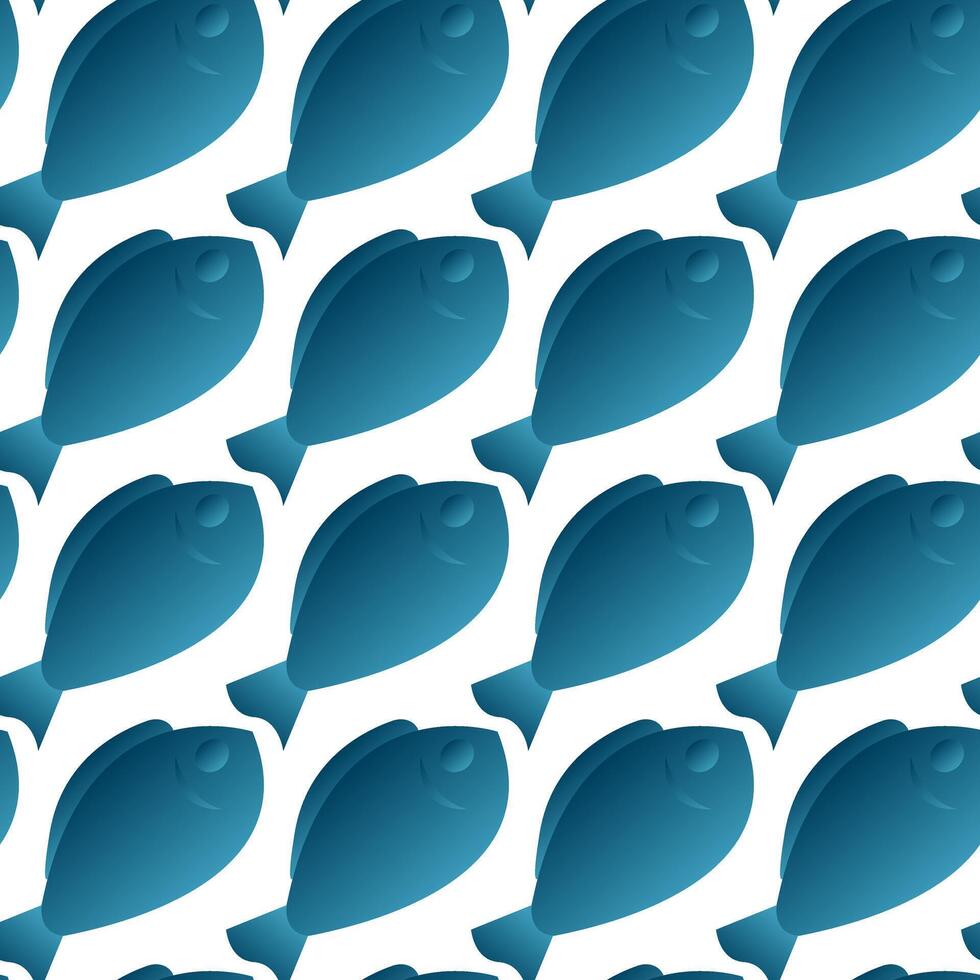 Simple blue fish. Underwater inhabitants. . Seamless pattern. vector