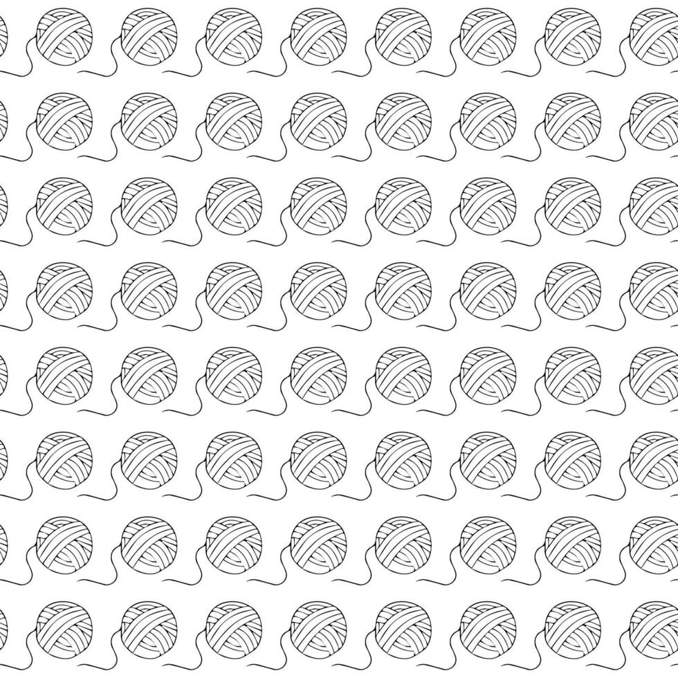 Ball of thread. Seamless pattern. Doodle style. vector