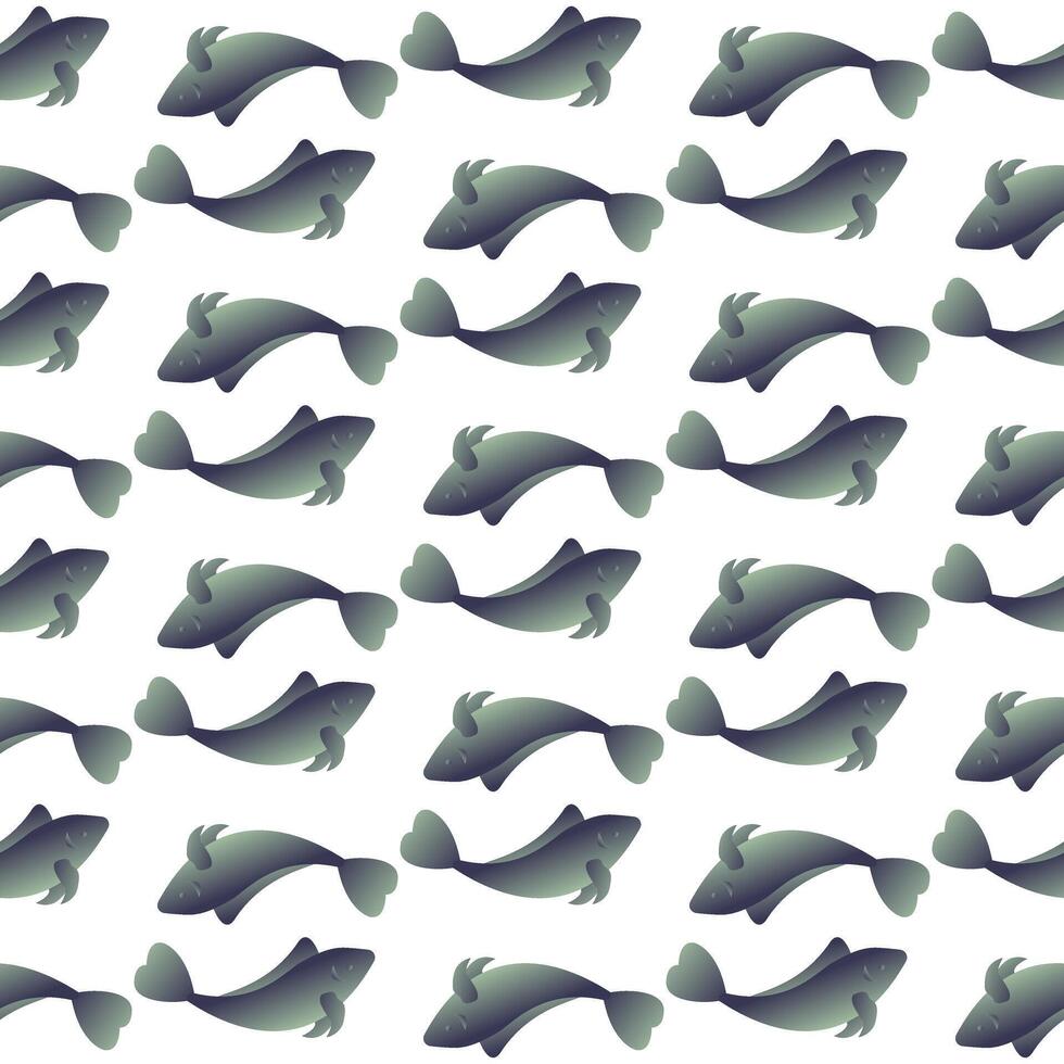 Simple silver fish. Underwater inhabitants. Inhabitants of the ocean floor. Seamless pattern. vector
