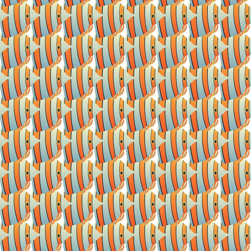 Simple fish with yellow stripes. Underwater inhabitants. Inhabitants of the ocean floor. Marine animals. Seamless pattern. vector