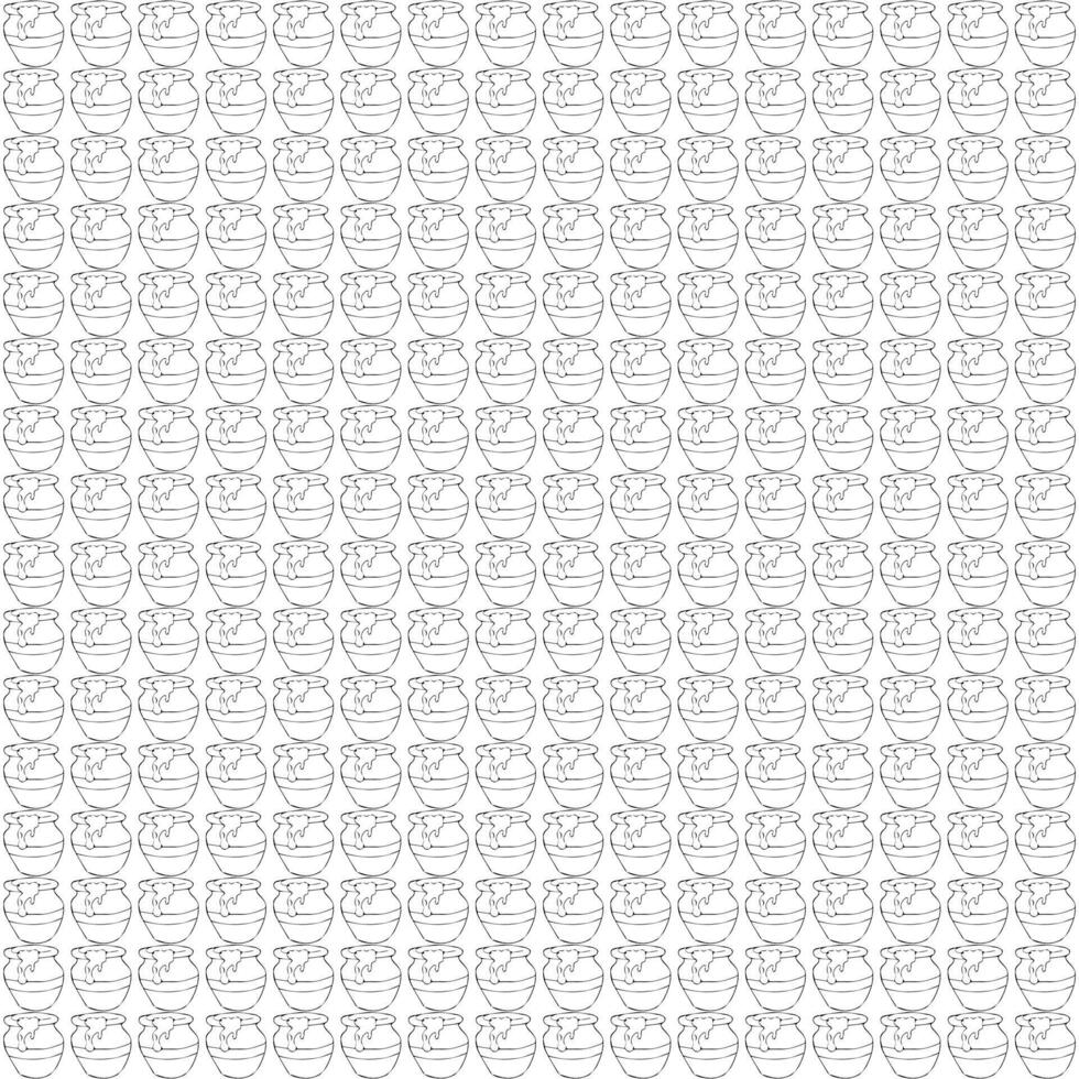 Honey in a clay pot. Seamless pattern. Doodle style. vector