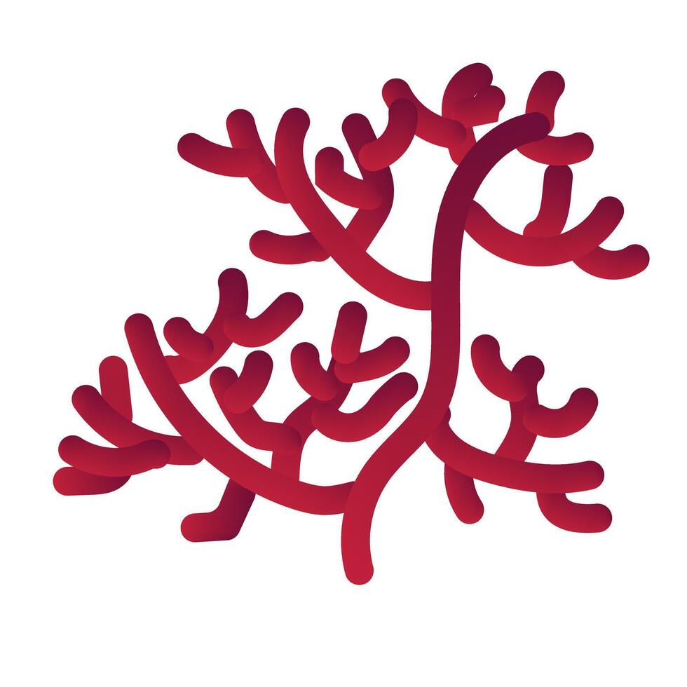 Red coral. Underwater inhabitant. Inhabitant of the ocean floor. Marine animal. vector