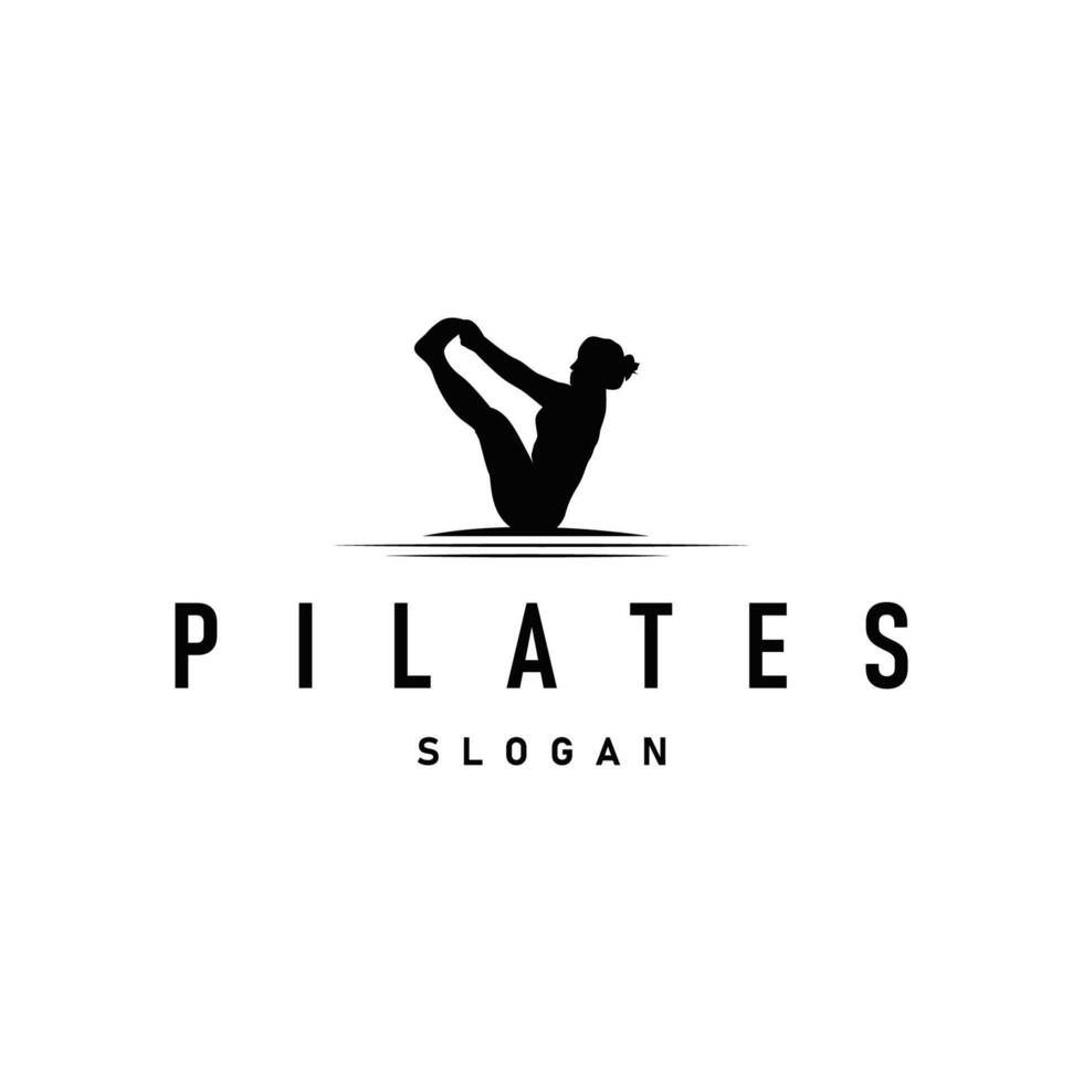 sport relaxation fitness physical illustration silhouette logo pilates training pose gymnastics template symbol vector