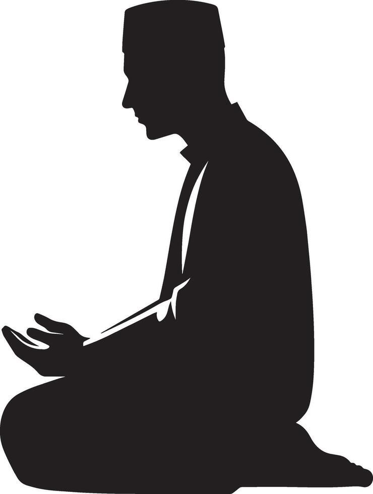 Worshiper in Islamic salah silhouette design isolated on white vector
