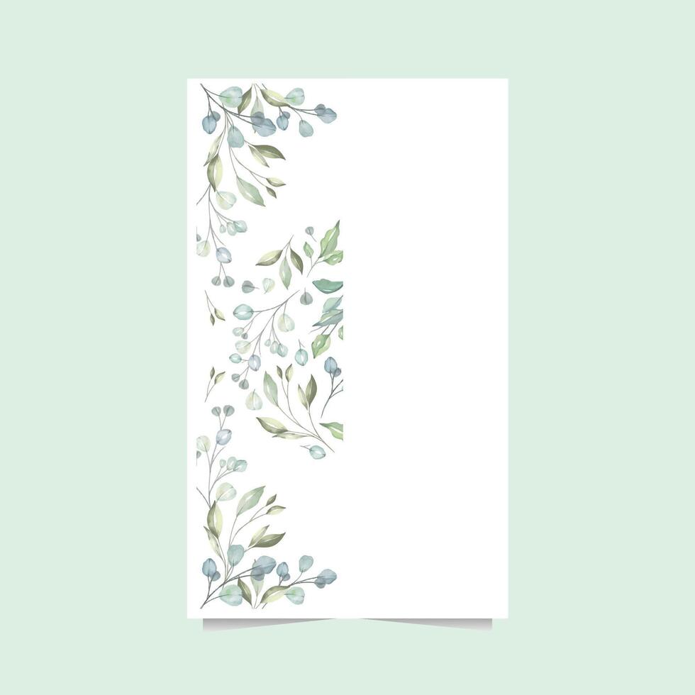 Elegant Vertical Botanical Frame with Soft Green Leaves vector