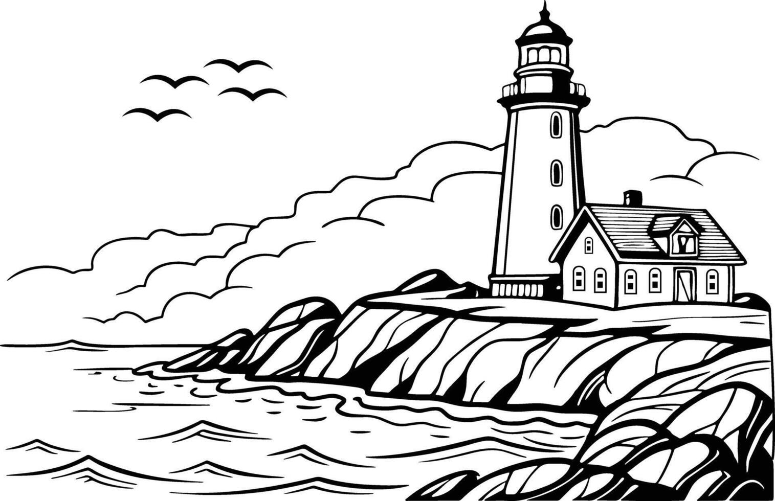 A scene with a lighthouse vector