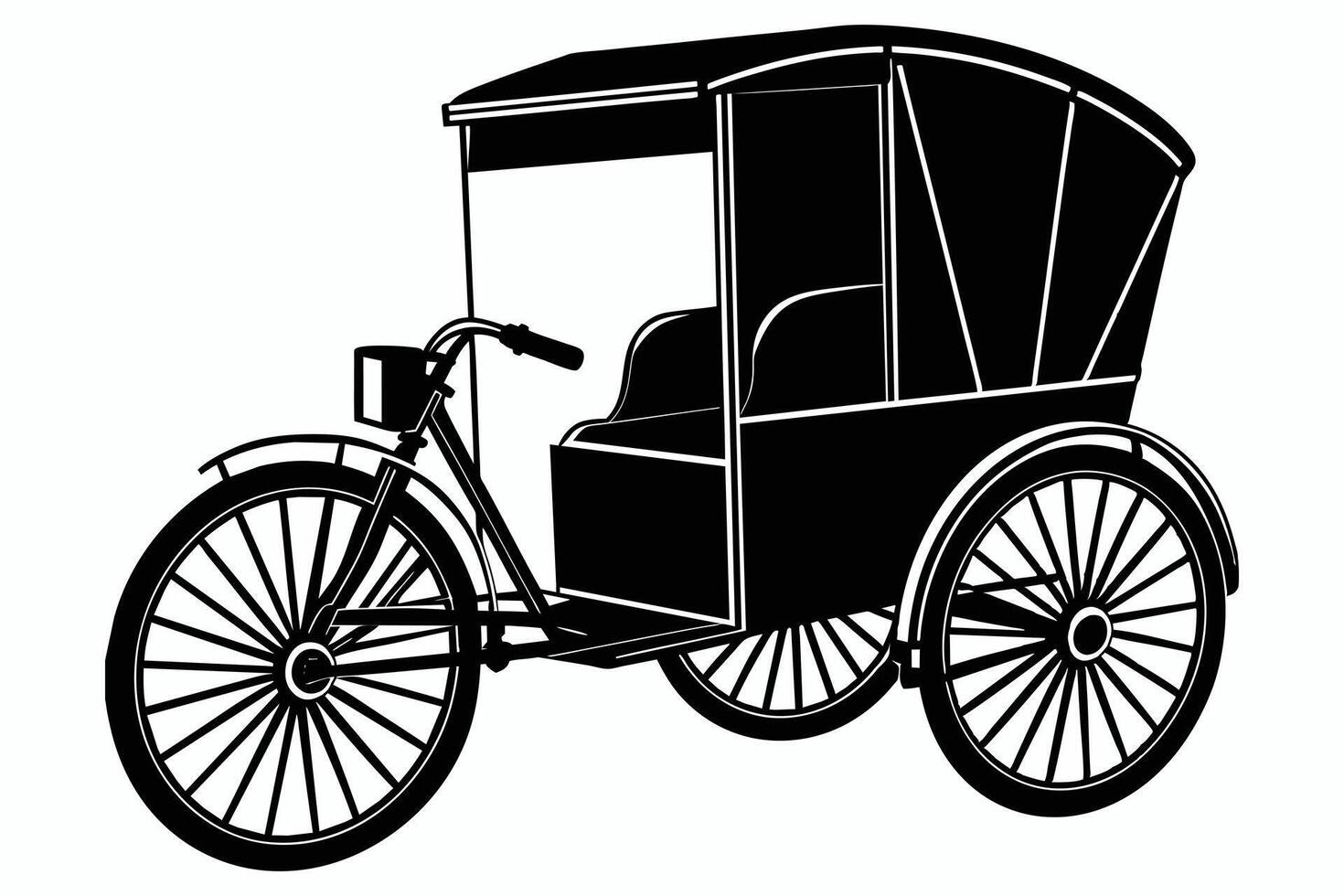 Rickshaw silhouette black color illustration vector