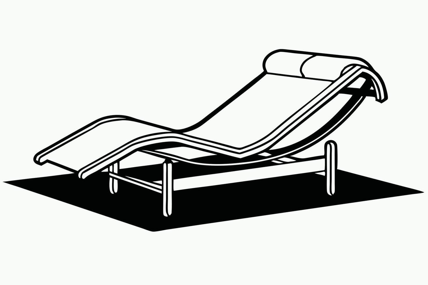 A lounge chair with smooth Black line art vector