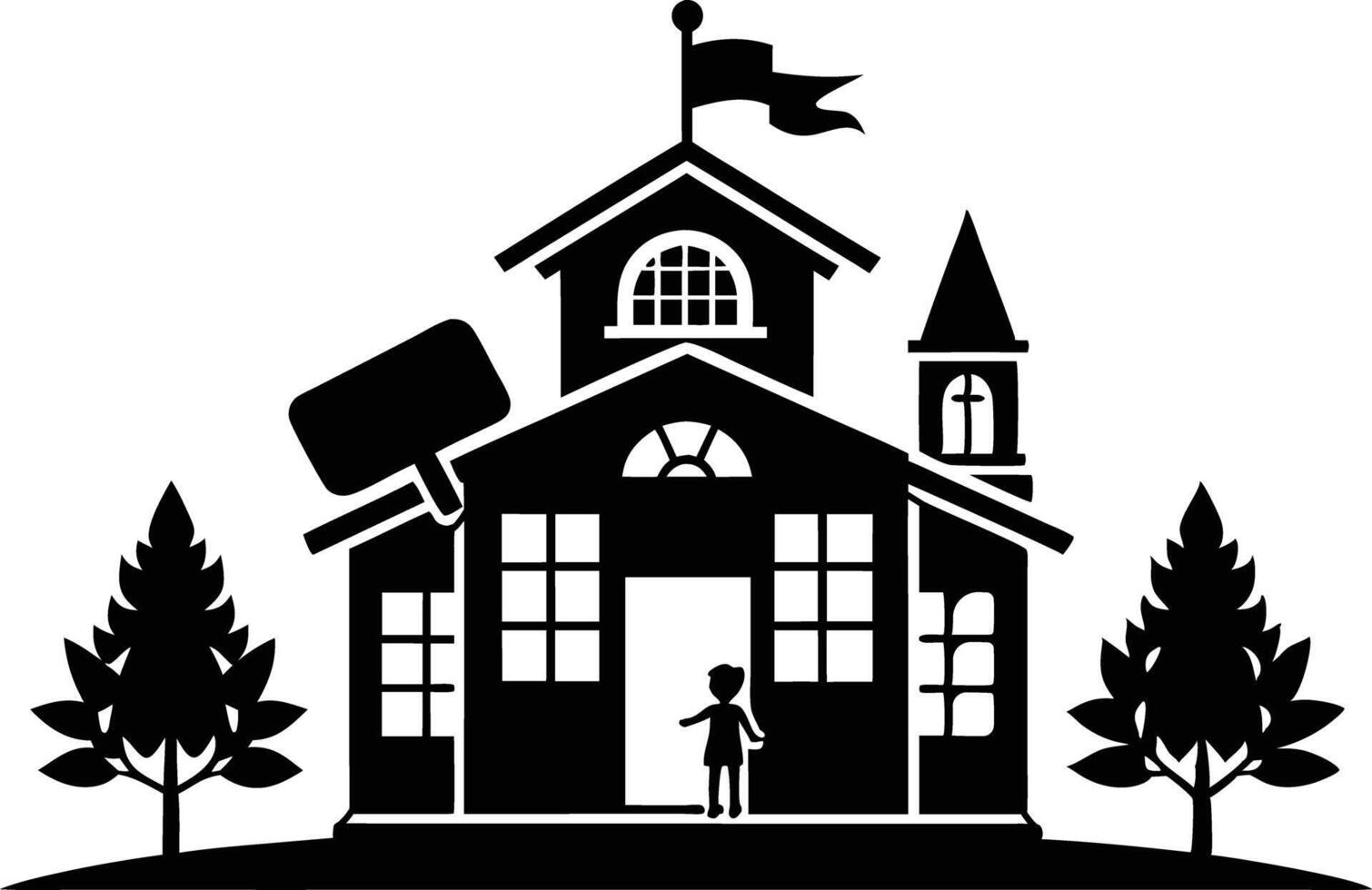 back to school with simple school logo vector