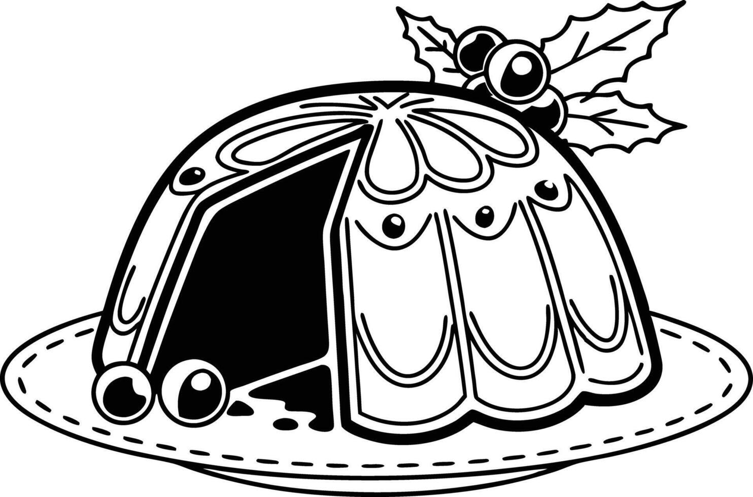 flat PLUM PUDDING silhouette illustration vector