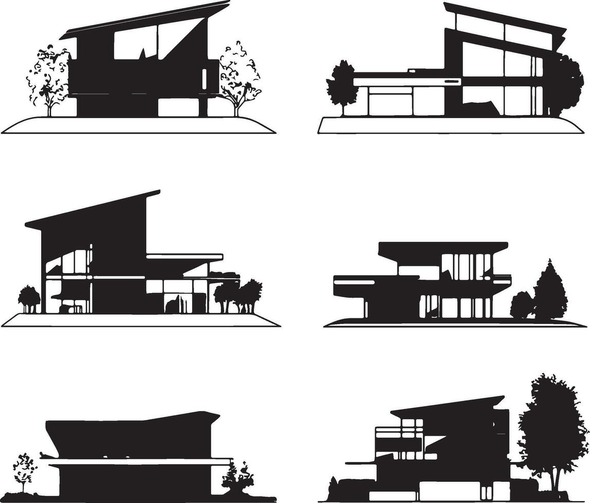 illustrations of building outlines. vector