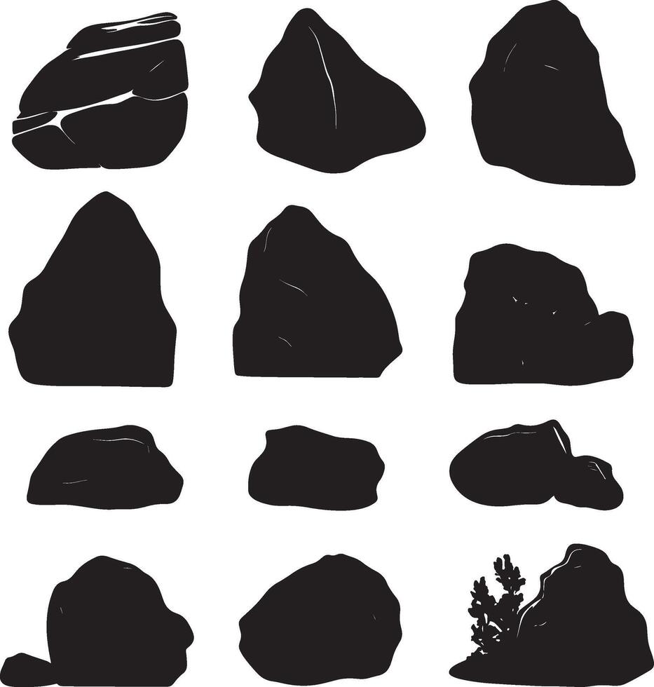 set of rocks and boulders illustration vector