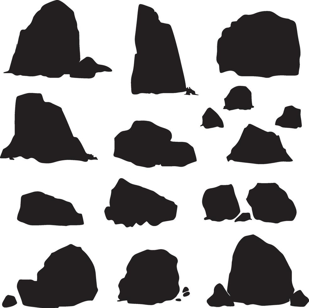 set of rocks silhouettes illustration vector