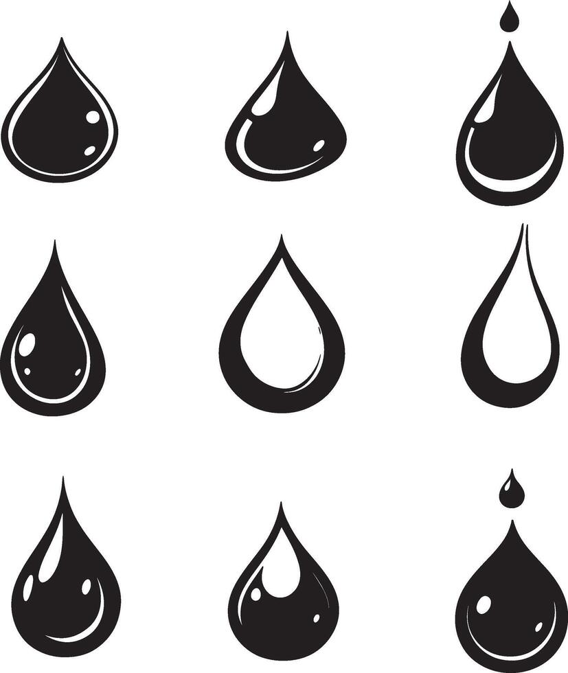 A collection of water drop illustrations. vector
