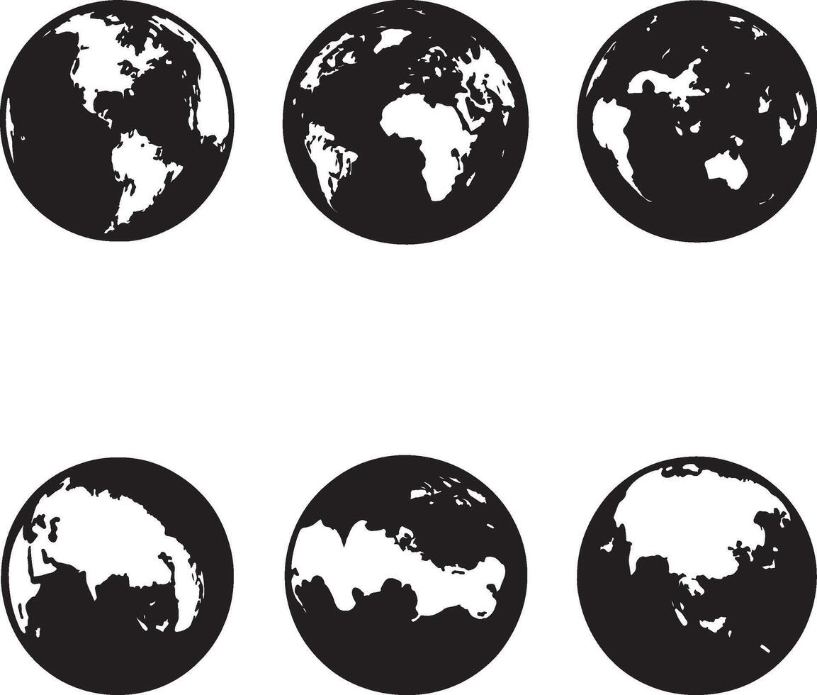 A group of dark and light globe designs. vector