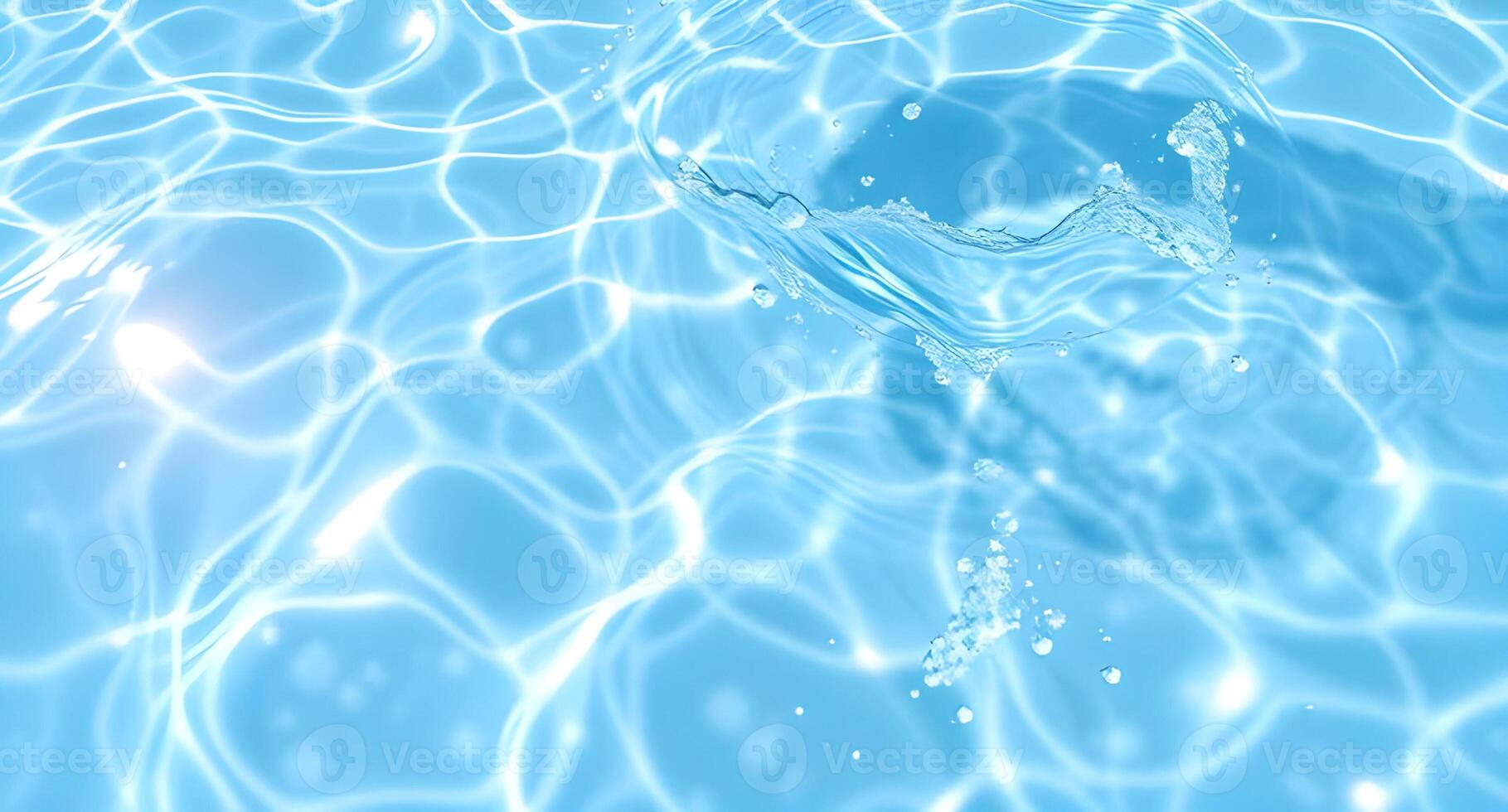 Water surface with blue water and bubbles photo