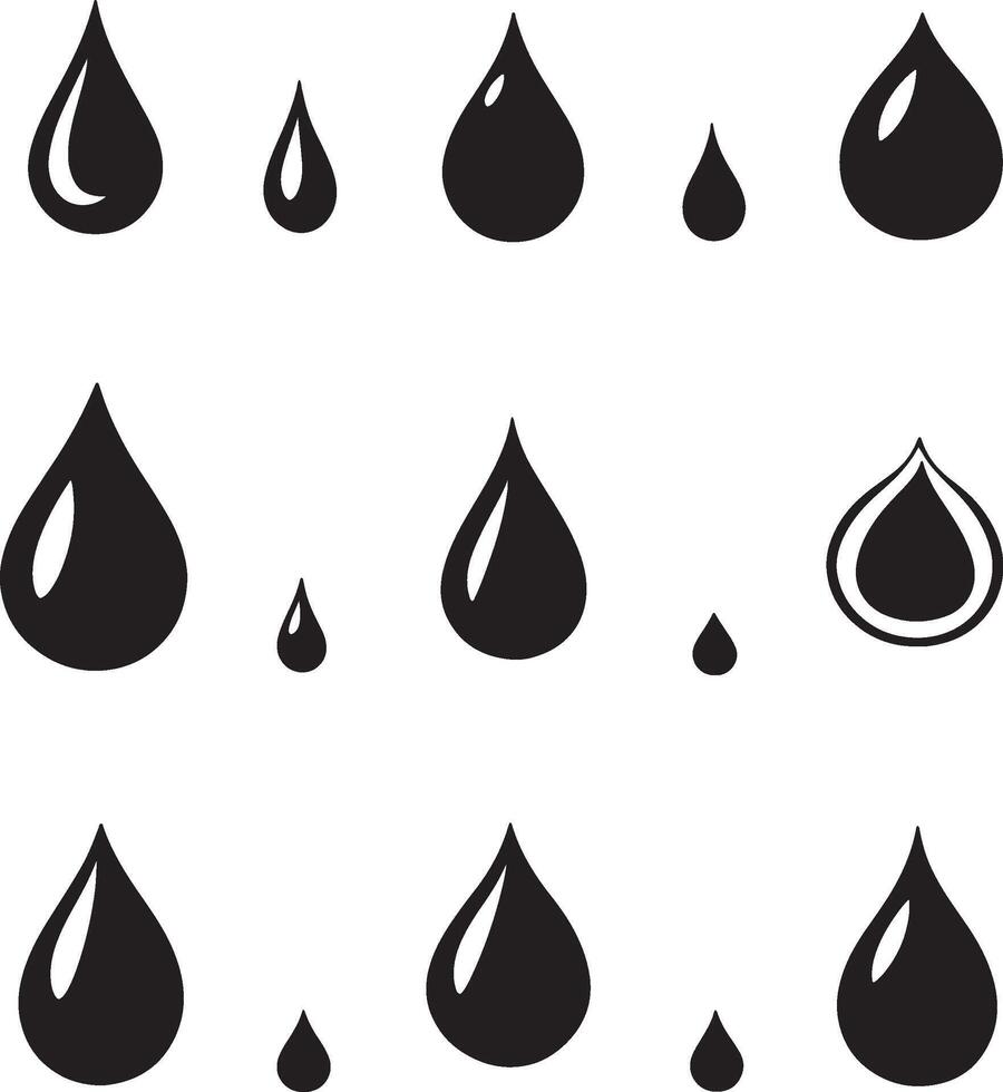 A collection of water drop icons illustration. vector