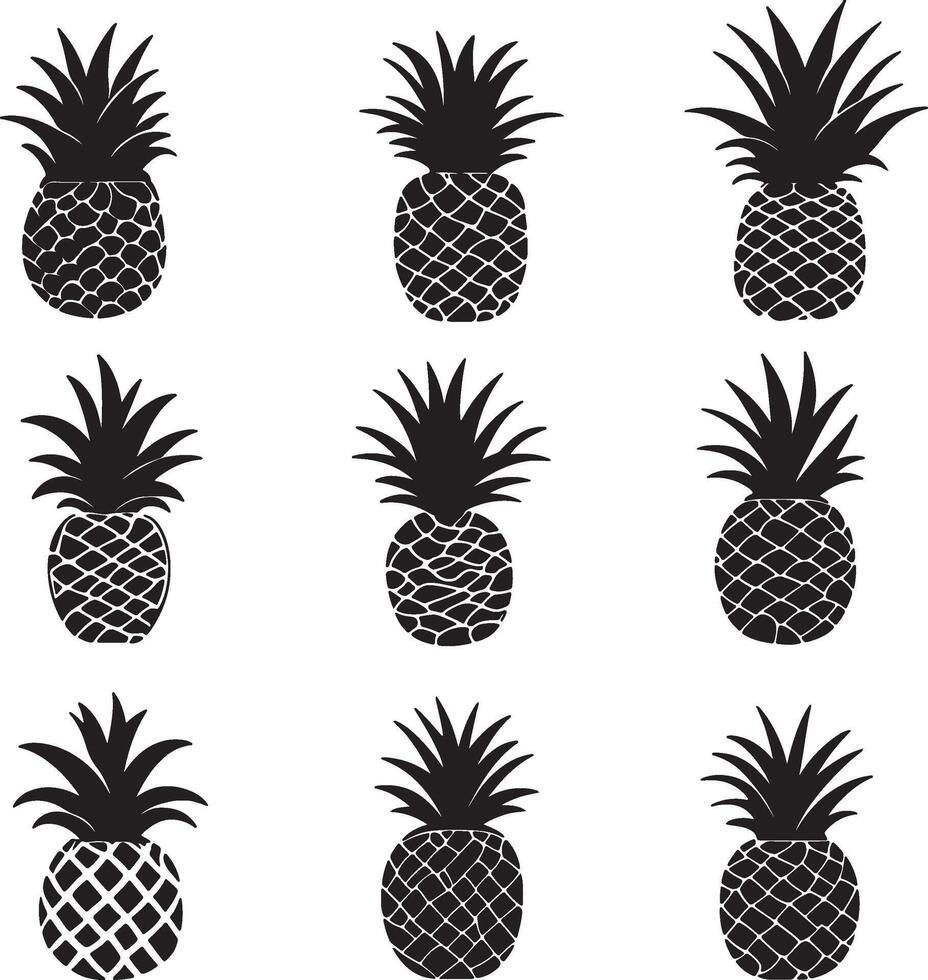 pineapple silhouette set illustration vector