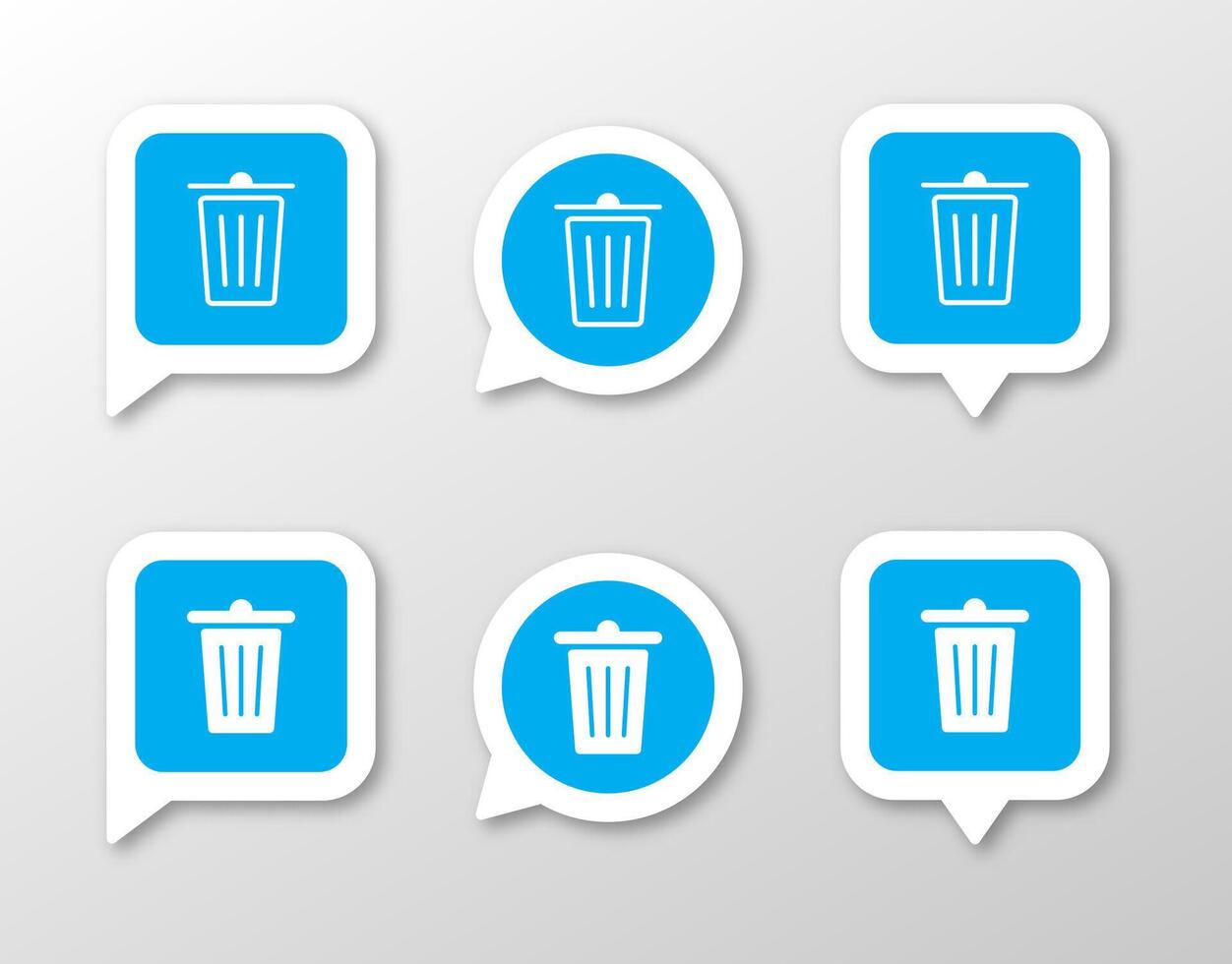 Trash bin icon set. 3 delete symbol concepts vector