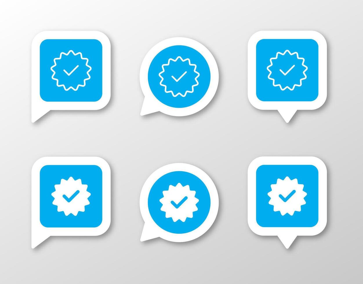 Verified badge icon set. 3 certification symbol concepts vector